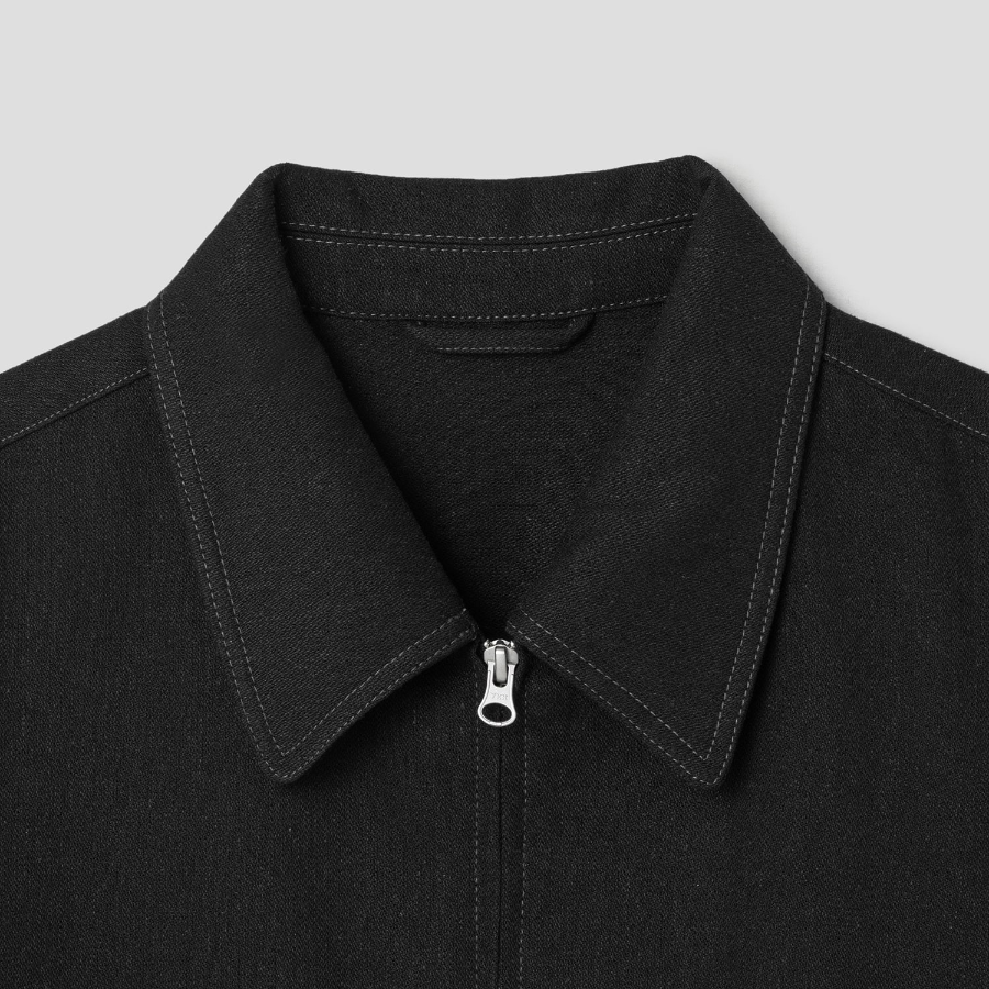 8 seconds Linen Blended Zip-Up Blouson — Black