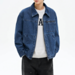 8 seconds Mid-Wash Collar Denim Jacket — Blue