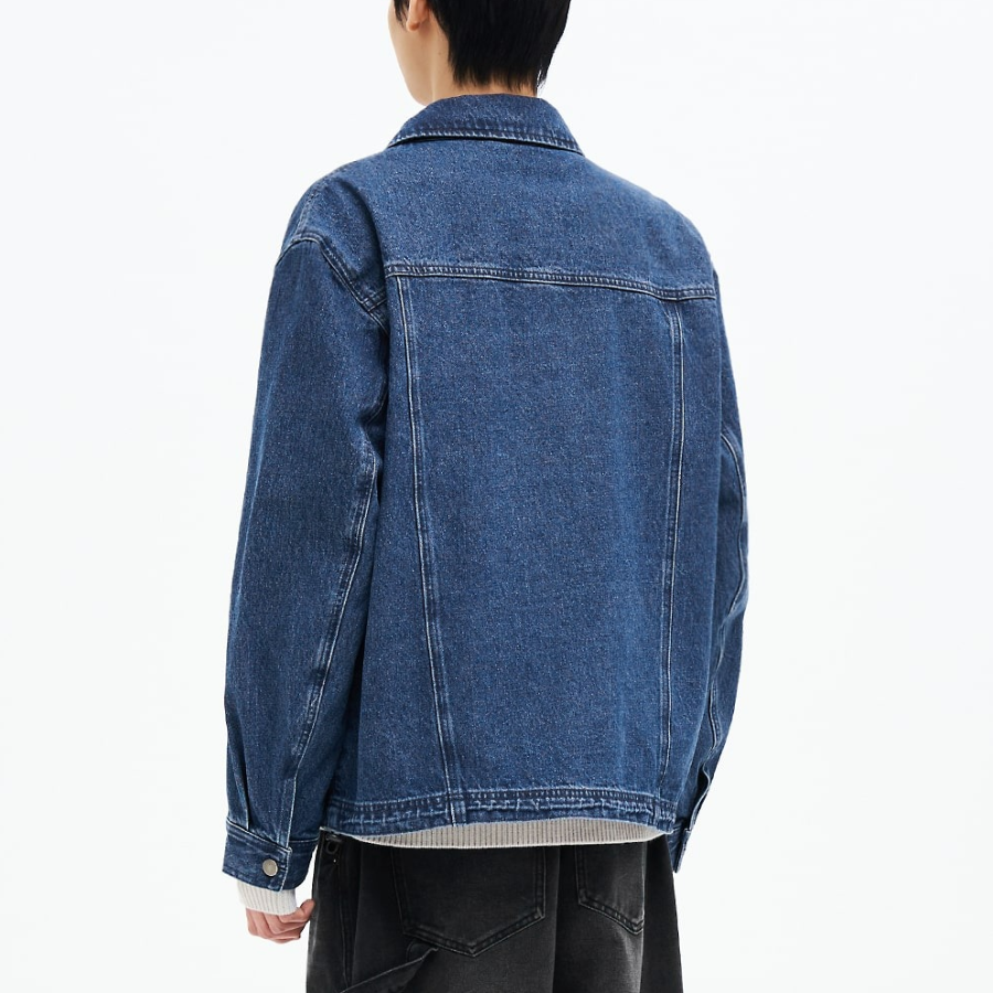 8 seconds Mid-Wash Collar Denim Jacket — Blue