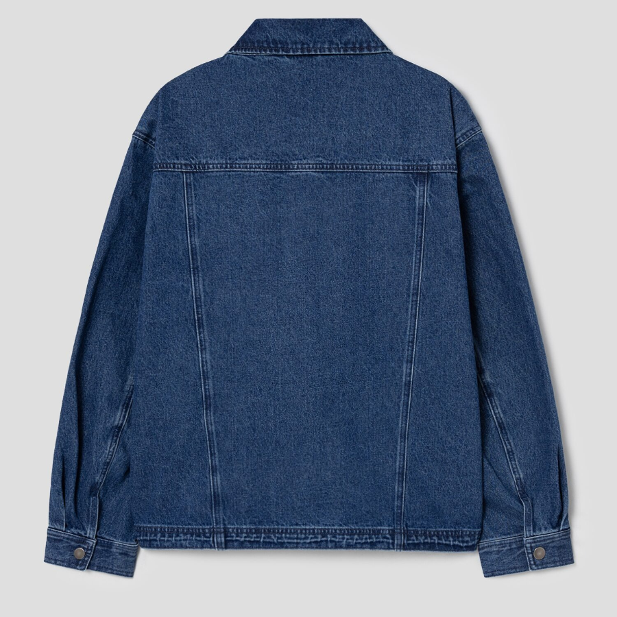 8 seconds Mid-Wash Collar Denim Jacket — Blue