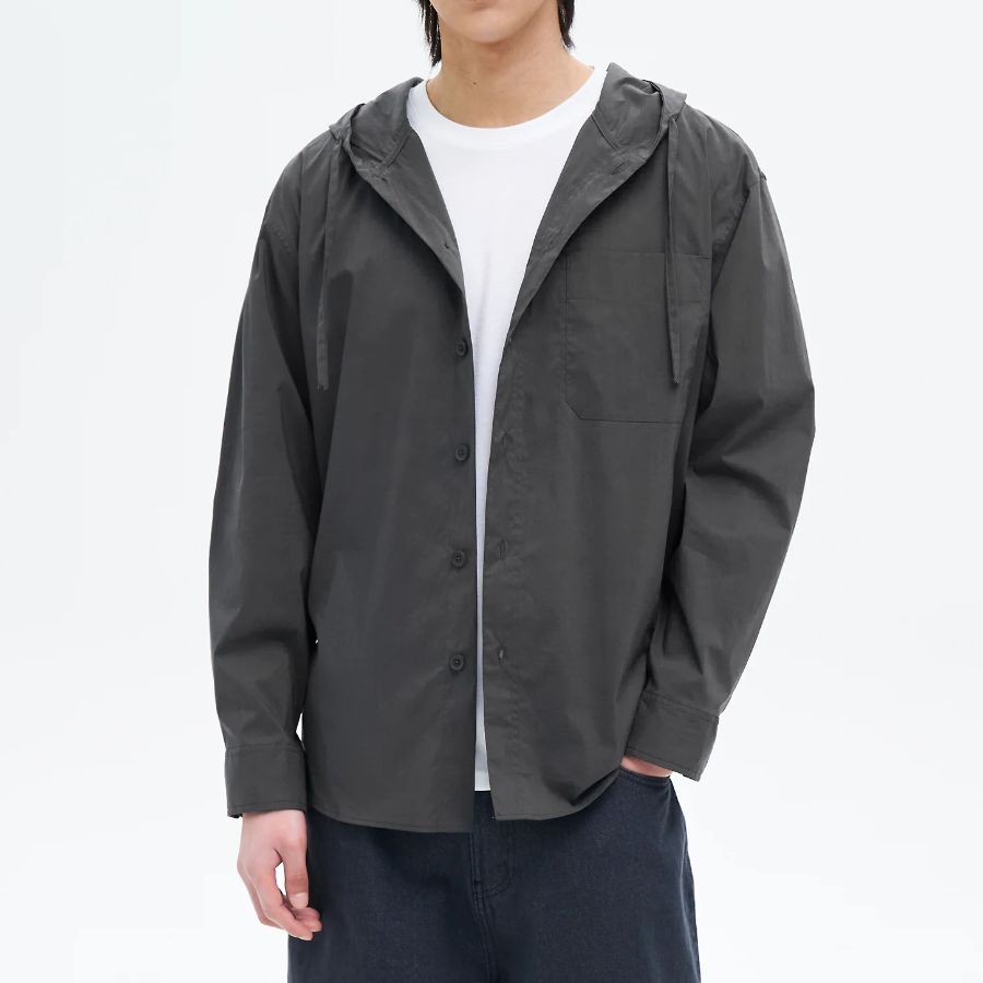 8 seconds Cotton Nylon Hooded Shacket — Ash