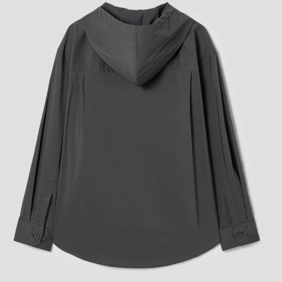 8 seconds Cotton Nylon Hooded Shacket — Ash