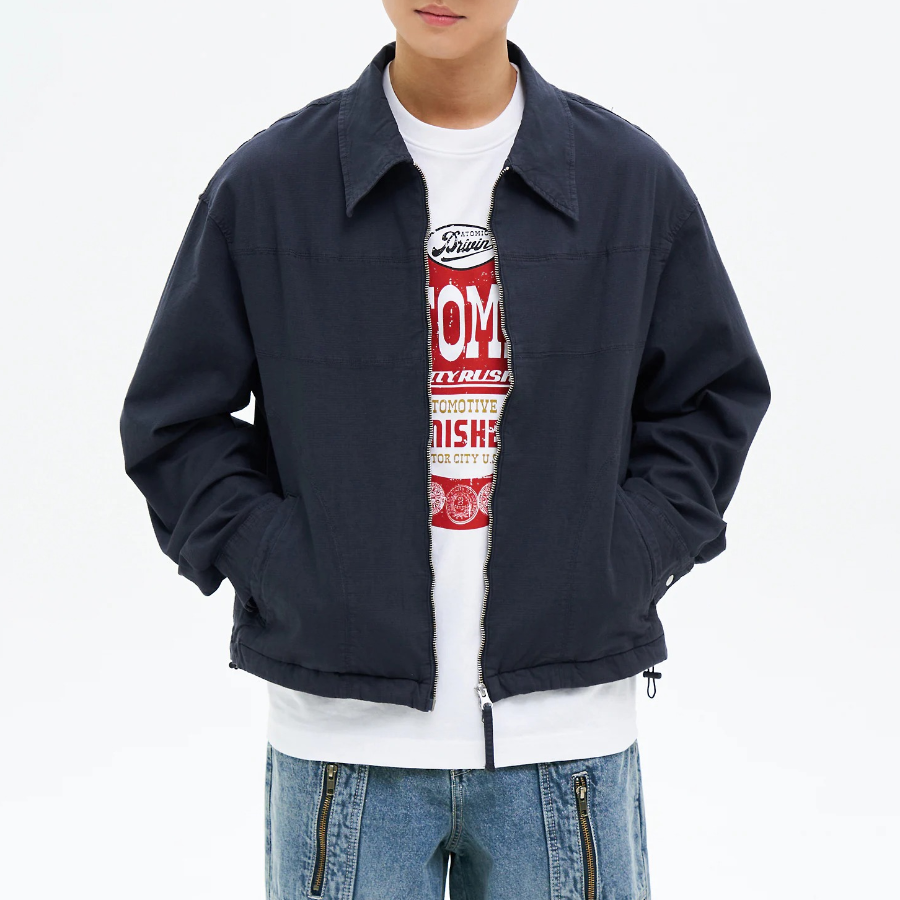 8 seconds Garment Dyed Zip-Up Jacket — Navy