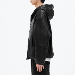 8 seconds Faux Leather Hooded Padded Jumper — Black