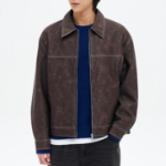 8 seconds Faux Leather Topstitch Jumper — Brown