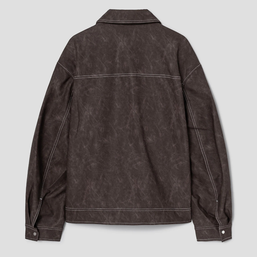 8 seconds Faux Leather Topstitch Jumper — Brown