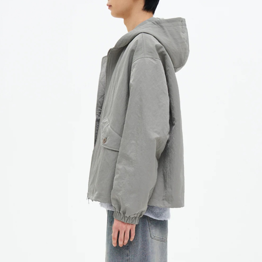 8 seconds Washable Nylon Hooded Bomber — Greу