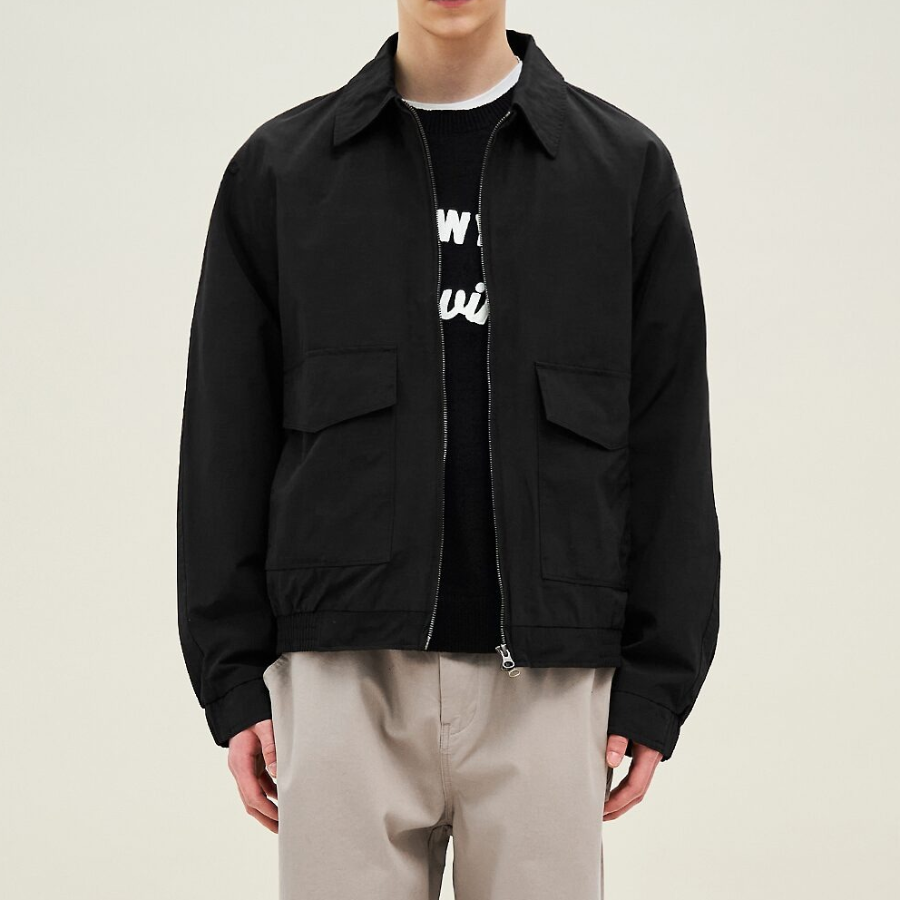 8 seconds Collar Zip-Up Blouson — Black