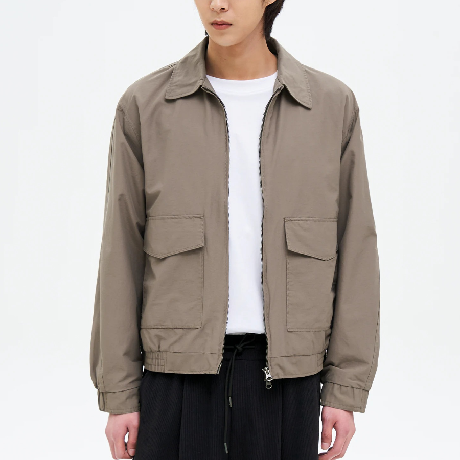 8 seconds Collar Zip-Up Blouson — Khaki