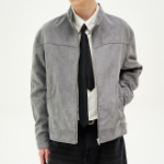 8 seconds Fake Suede Racer Jumper — Light Grey