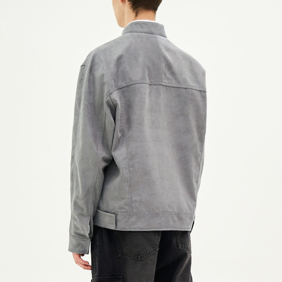 8 seconds Fake Suede Racer Jumper — Light Grey