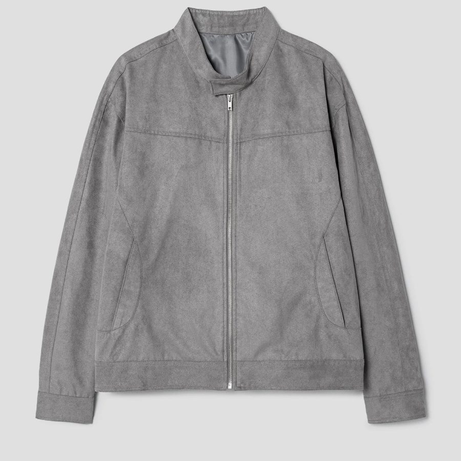 8 seconds Fake Suede Racer Jumper — Light Grey