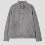 8 seconds Fake Suede Racer Jumper — Light Grey