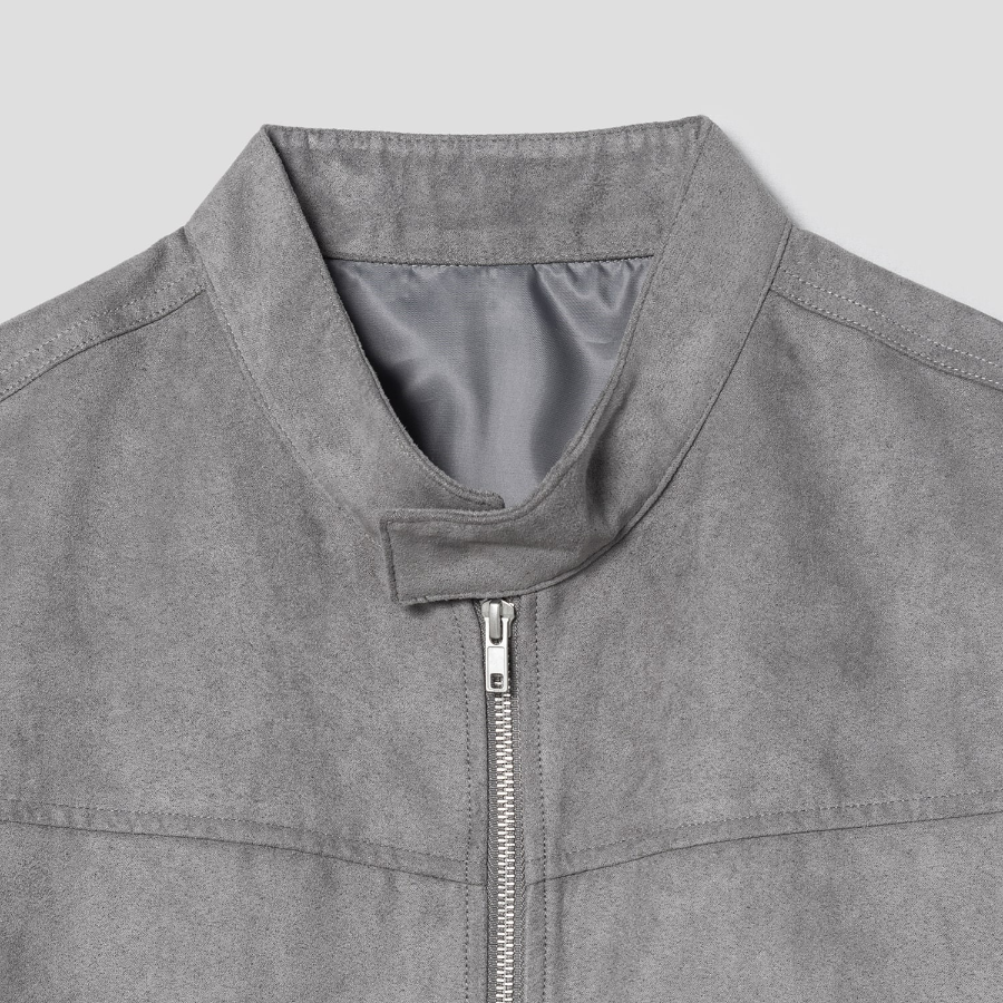 8 seconds Fake Suede Racer Jumper — Light Grey