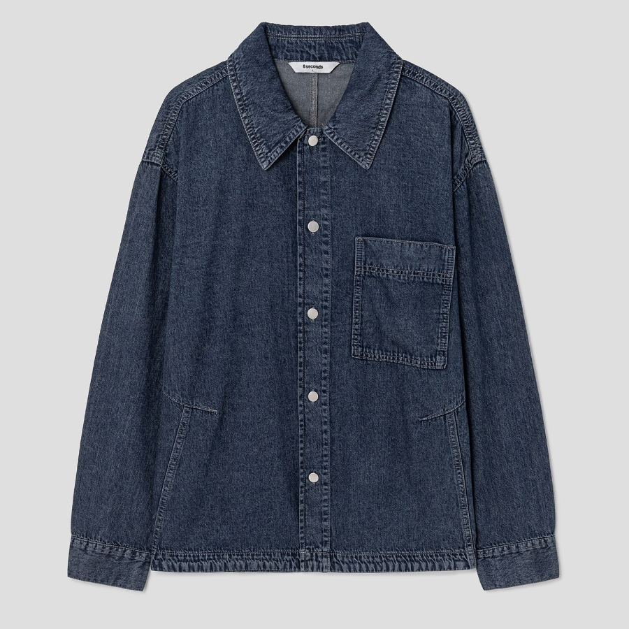 8 seconds Lightweight Panel Denim Shacket — Blue