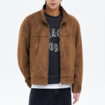 8 seconds Fake Suede Racer Jumper — Yellowish Brown