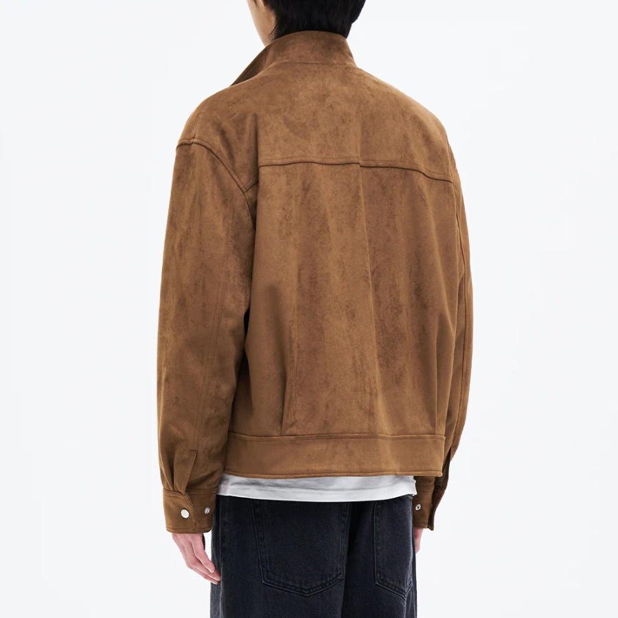 8 seconds Fake Suede Racer Jumper — Yellowish Brown