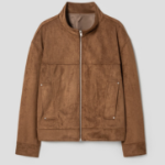 8 seconds Fake Suede Racer Jumper — Yellowish Brown