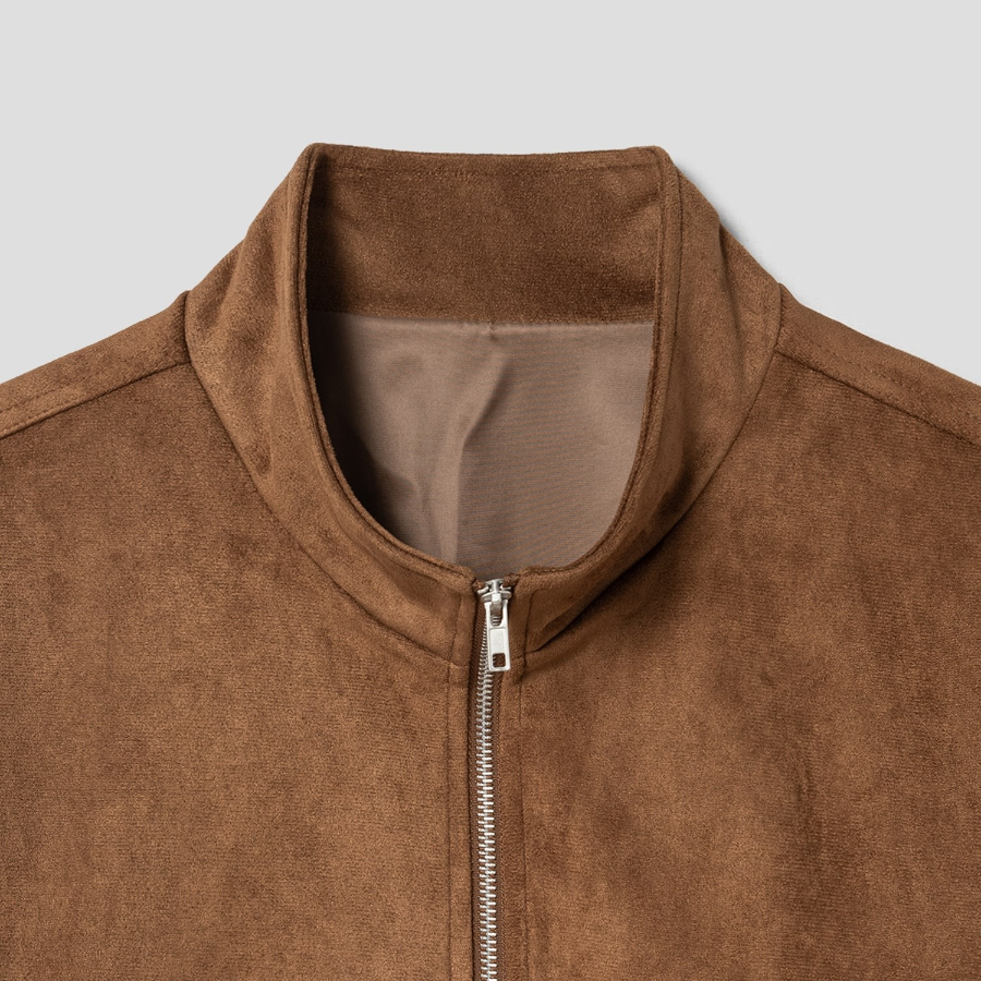 8 seconds Fake Suede Racer Jumper — Yellowish Brown