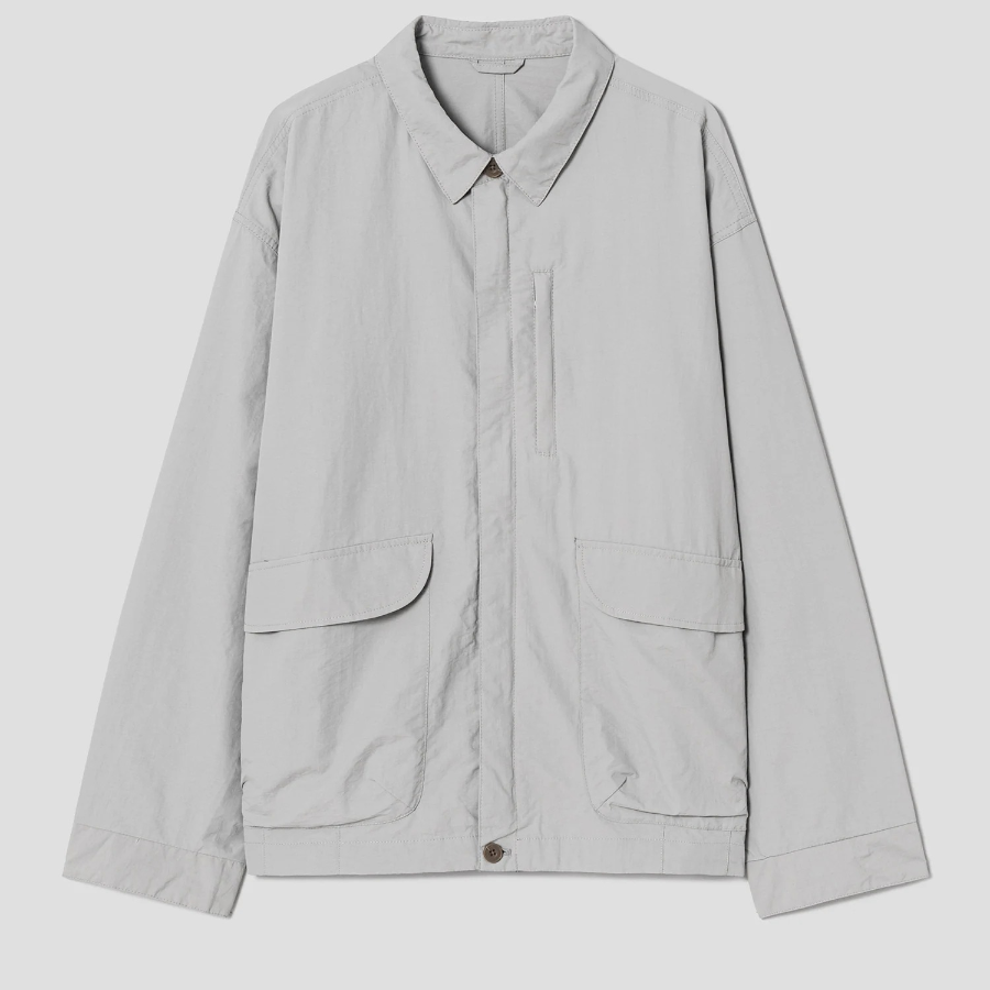 8 seconds Nylon Zip-Up Shacket — Light Grey