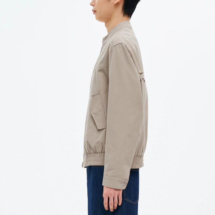8 seconds Stand Collar Cotton Blouson — Beige