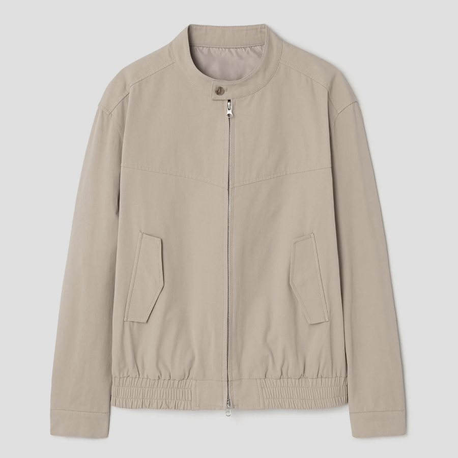 8 seconds Stand Collar Cotton Blouson — Beige