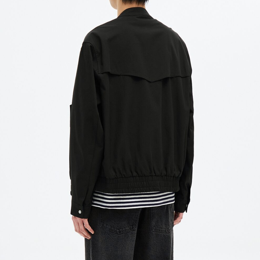 8 seconds Stand Collar Cotton Blouson — Black