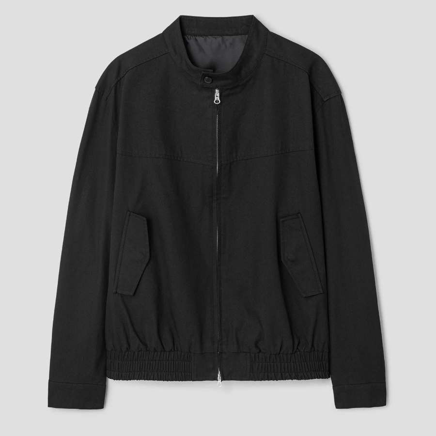 8 seconds Stand Collar Cotton Blouson — Black