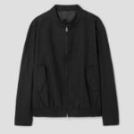 8 seconds Stand Collar Cotton Blouson — Black