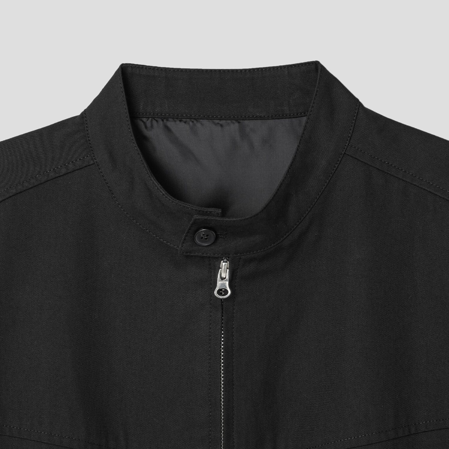 8 seconds Stand Collar Cotton Blouson — Black