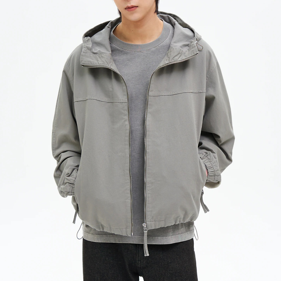 8 seconds Hooded Peach Cotton Outer — Khaki