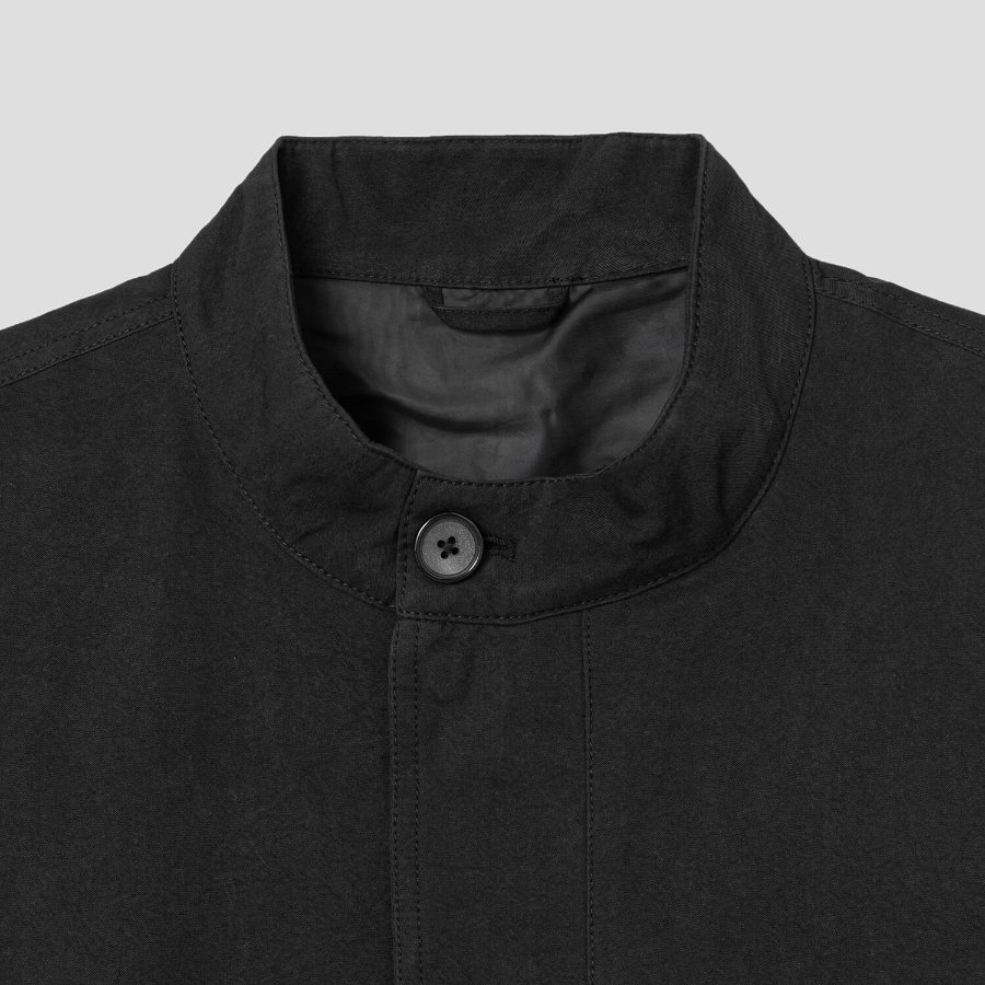 8 seconds Washed Cotton Stand Collar Short Jumper — Black
