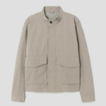 8 seconds Washed Cotton Stand Collar Short Jumper — Beige