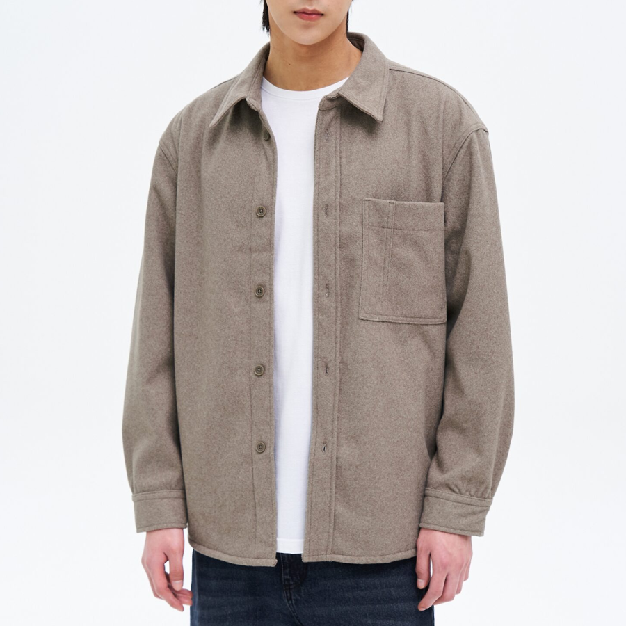 8 seconds Wool-like Hairy Oversized Shacket — Beige