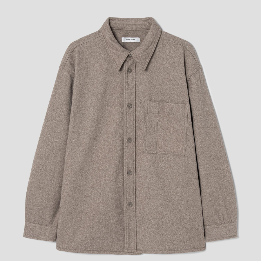 8 seconds Wool-like Hairy Oversized Shacket — Beige