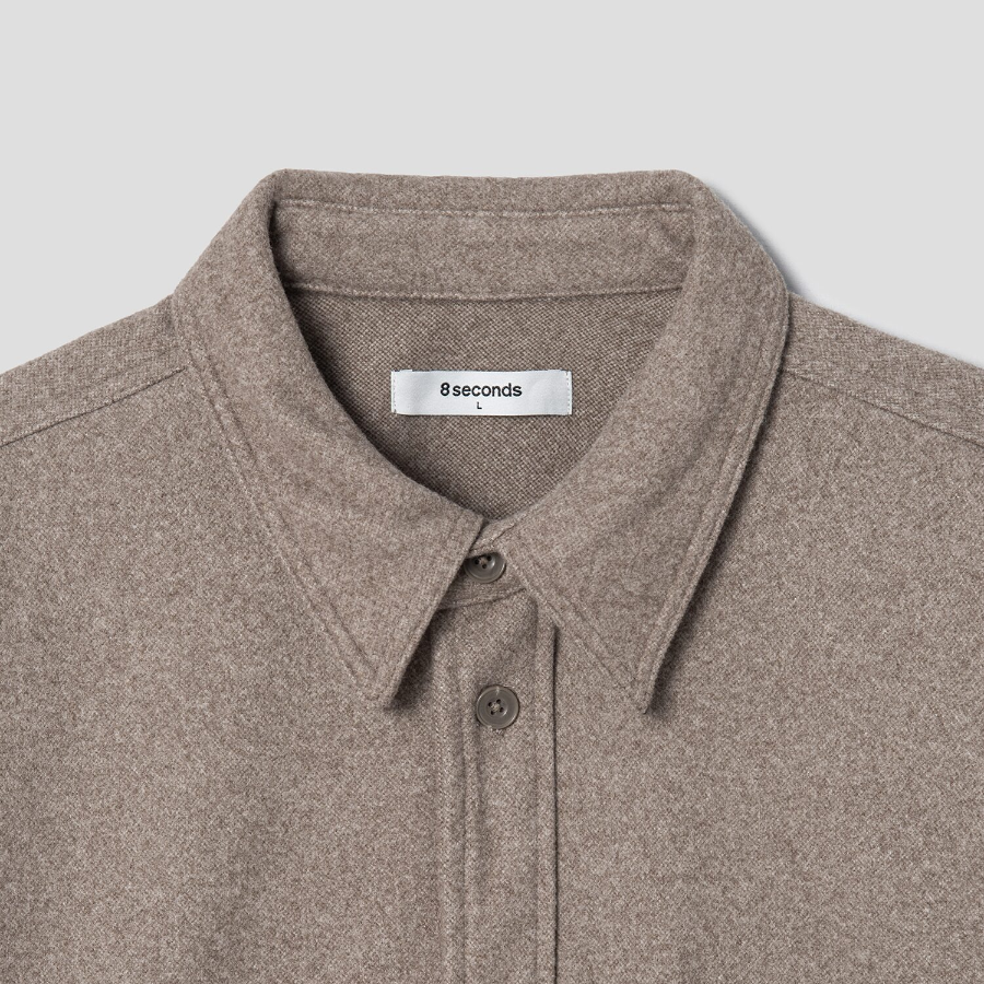 8 seconds Wool-like Hairy Oversized Shacket — Beige