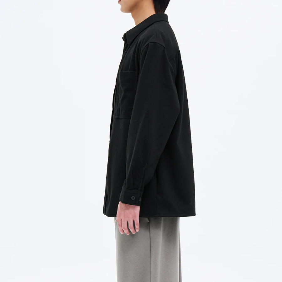 8 seconds Wool-like Hairy Oversized Shacket — Black