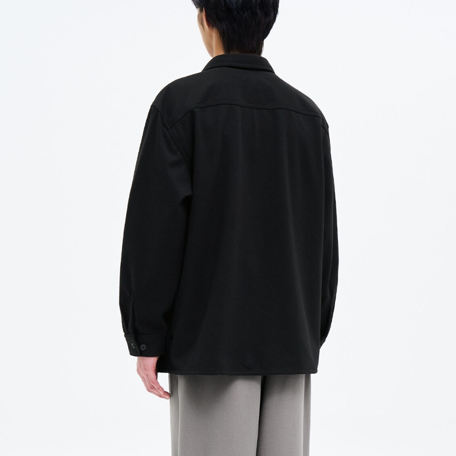 8 seconds Wool-like Hairy Oversized Shacket — Black