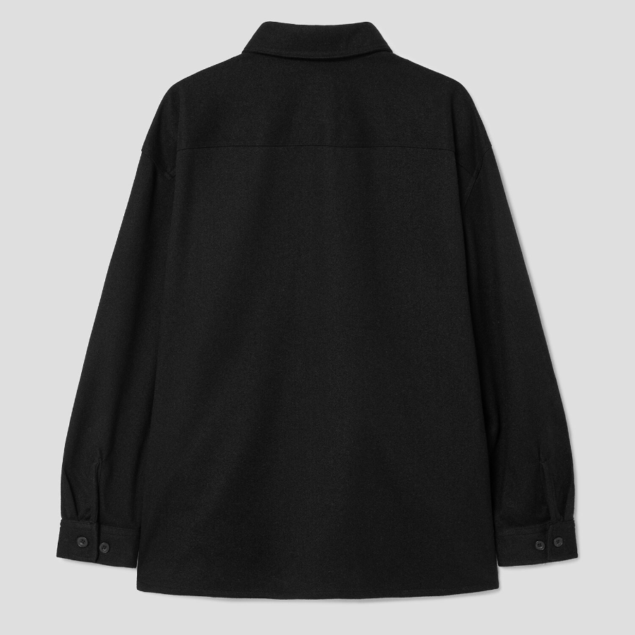 8 seconds Wool-like Hairy Oversized Shacket — Black