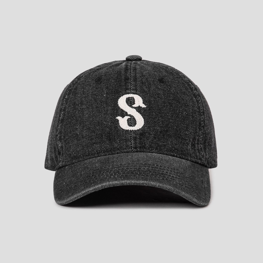 8 seconds Denim Volume Embroidery Ball Cap — Black