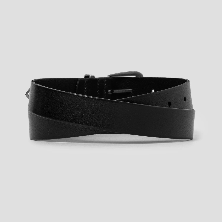 8 seconds [Real Leather] 30mm Western Belt — Black