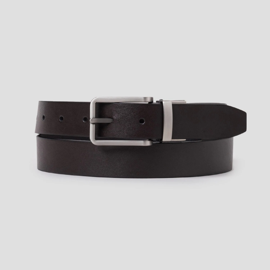 8 seconds [Reversible] 30mm Dual Texture Rotating Buckle Belt — Black