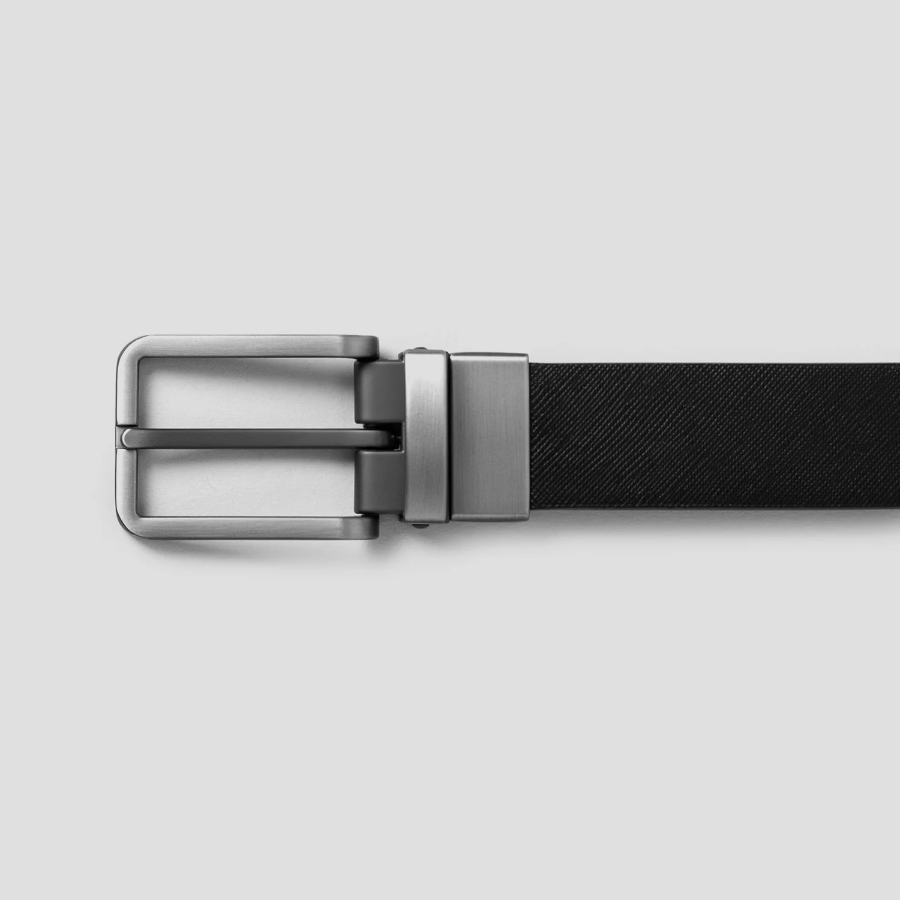 8 seconds [Reversible] 30mm Dual Texture Rotating Buckle Belt — Black