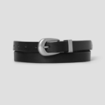 8 seconds [Real Leather] 20mm Slim Western Belt — Black