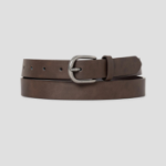 8 seconds 25mm Silver Glossy Round Buckle Belt — Brown