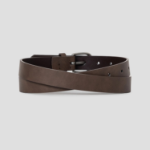 8 seconds 25mm Silver Glossy Round Buckle Belt — Brown