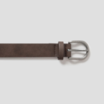 8 seconds 25mm Silver Glossy Round Buckle Belt — Brown