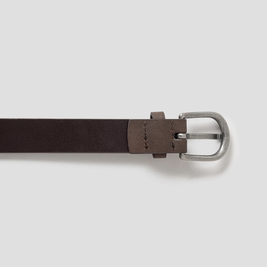 8 seconds 25mm Silver Glossy Round Buckle Belt — Brown