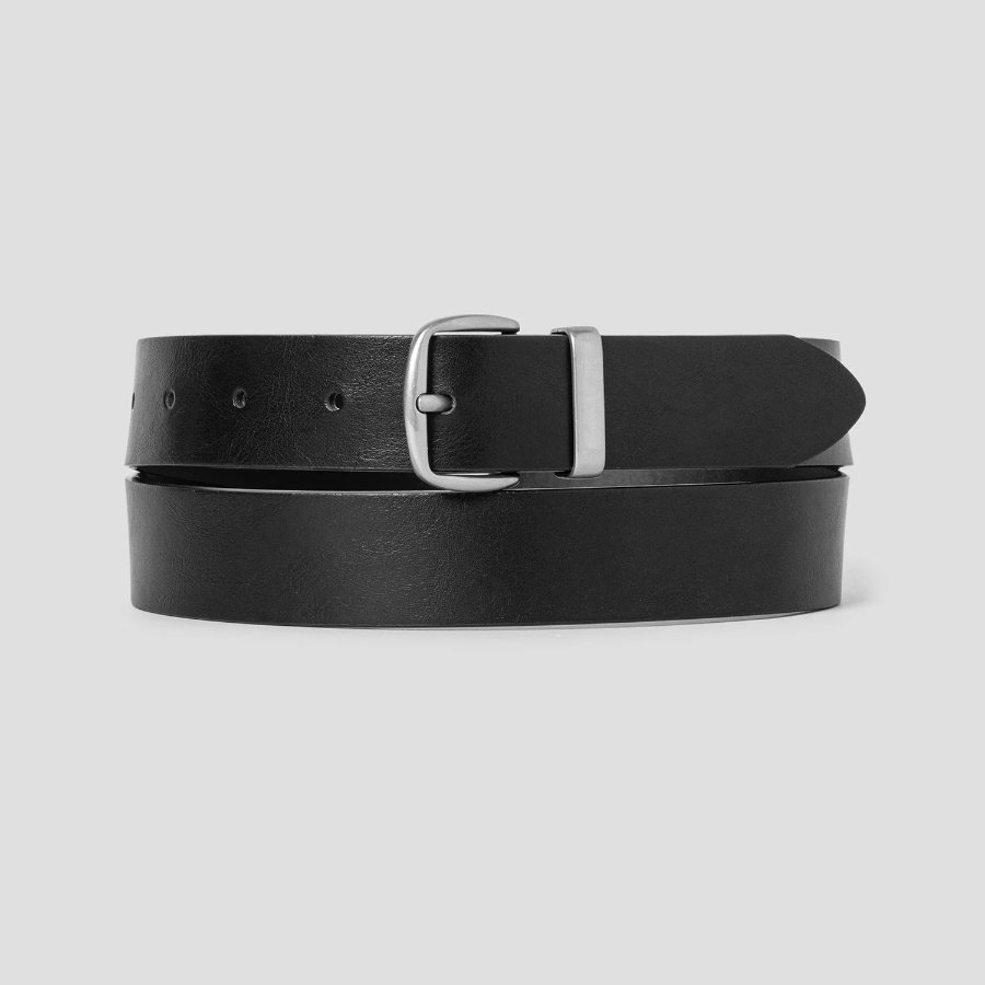 8 seconds 30mm Silver Rectangular Buckle Belt — Black