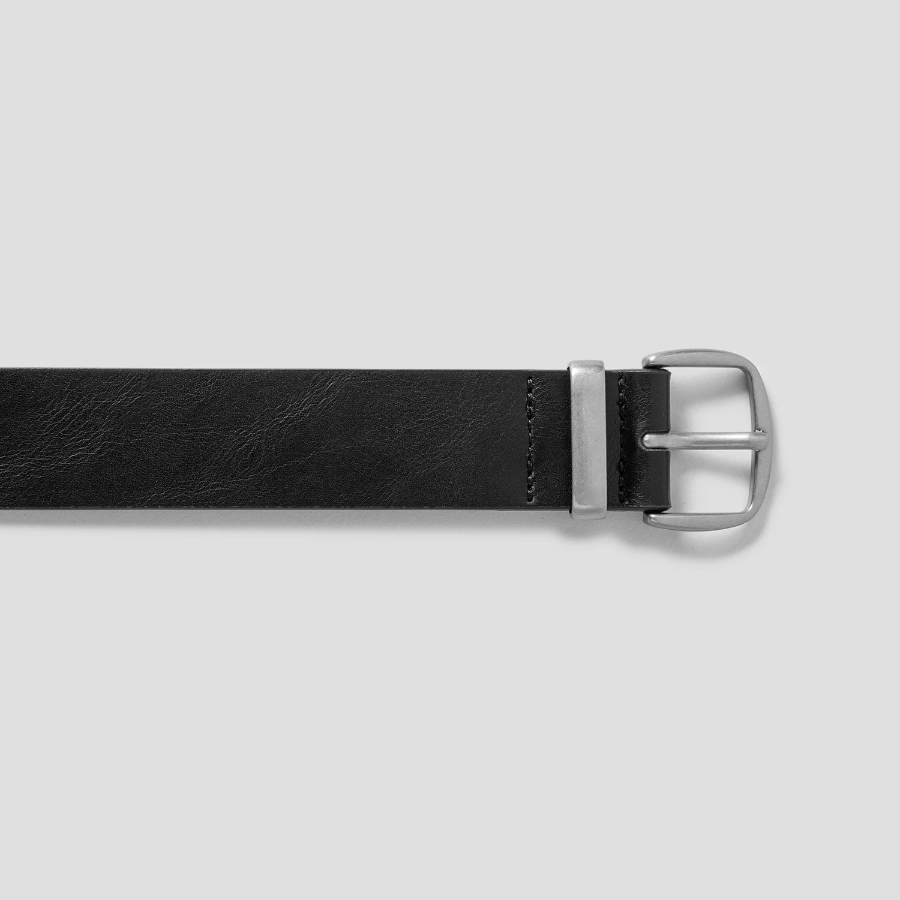 8 seconds 30mm Silver Rectangular Buckle Belt — Black